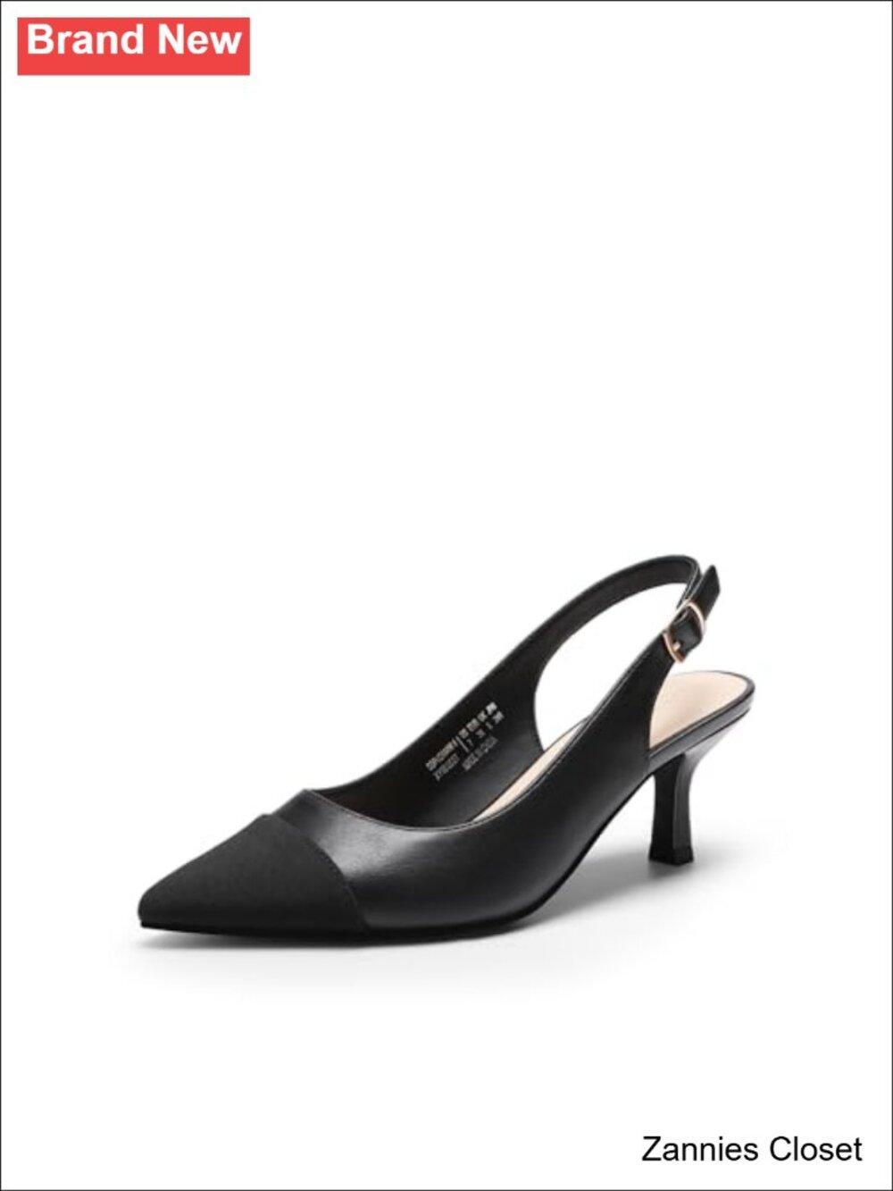 ✨ DREAM PAIRS Women's Faux Leather Kitten Slingback Heels Pumps Pointed Toe